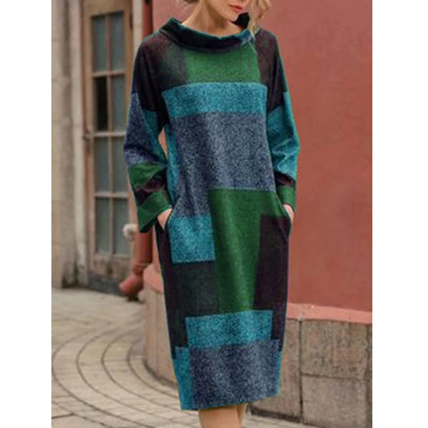 Pockets Stand Collar Women Dresses Going Out Geometric Dresses Image 1