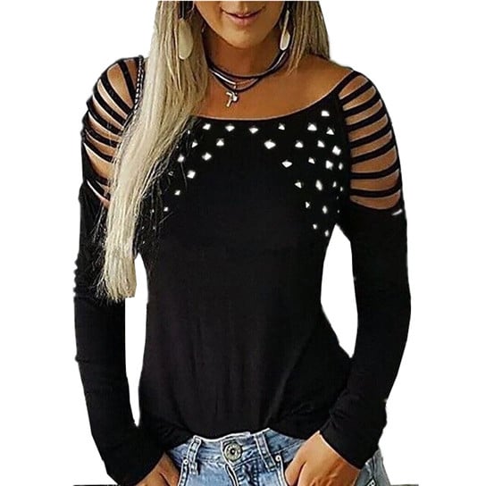 Cut Out Shoulder Sleeve Soft Comfy Shirt Image 1