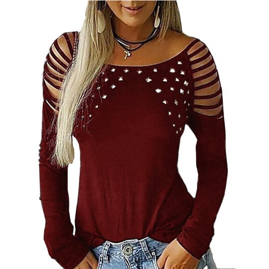 Cut Out Shoulder Sleeve Soft Comfy Shirt Image 2