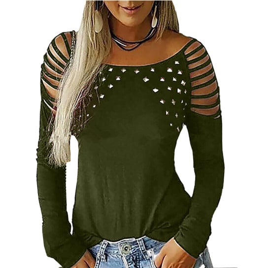 Cut Out Shoulder Sleeve Soft Comfy Shirt Image 4