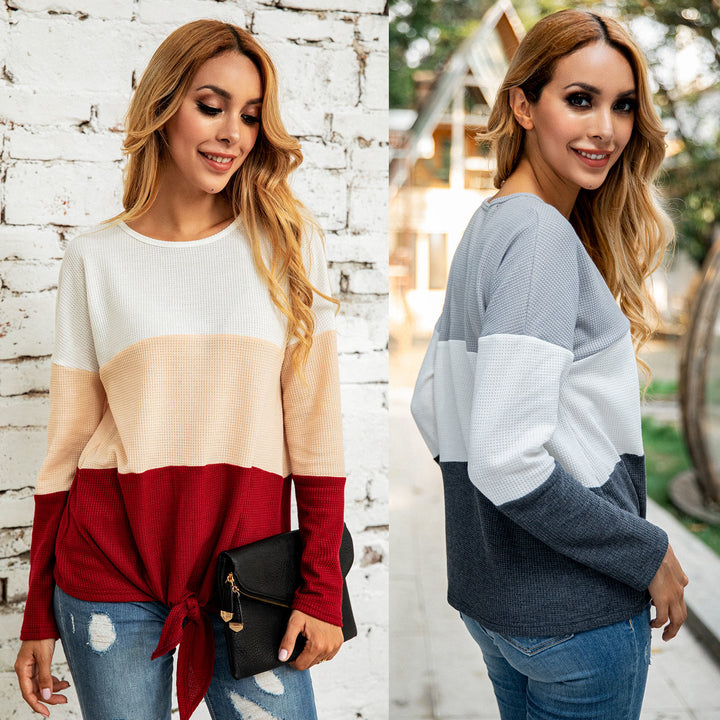 Color Block Round Neck Pullover Image 1