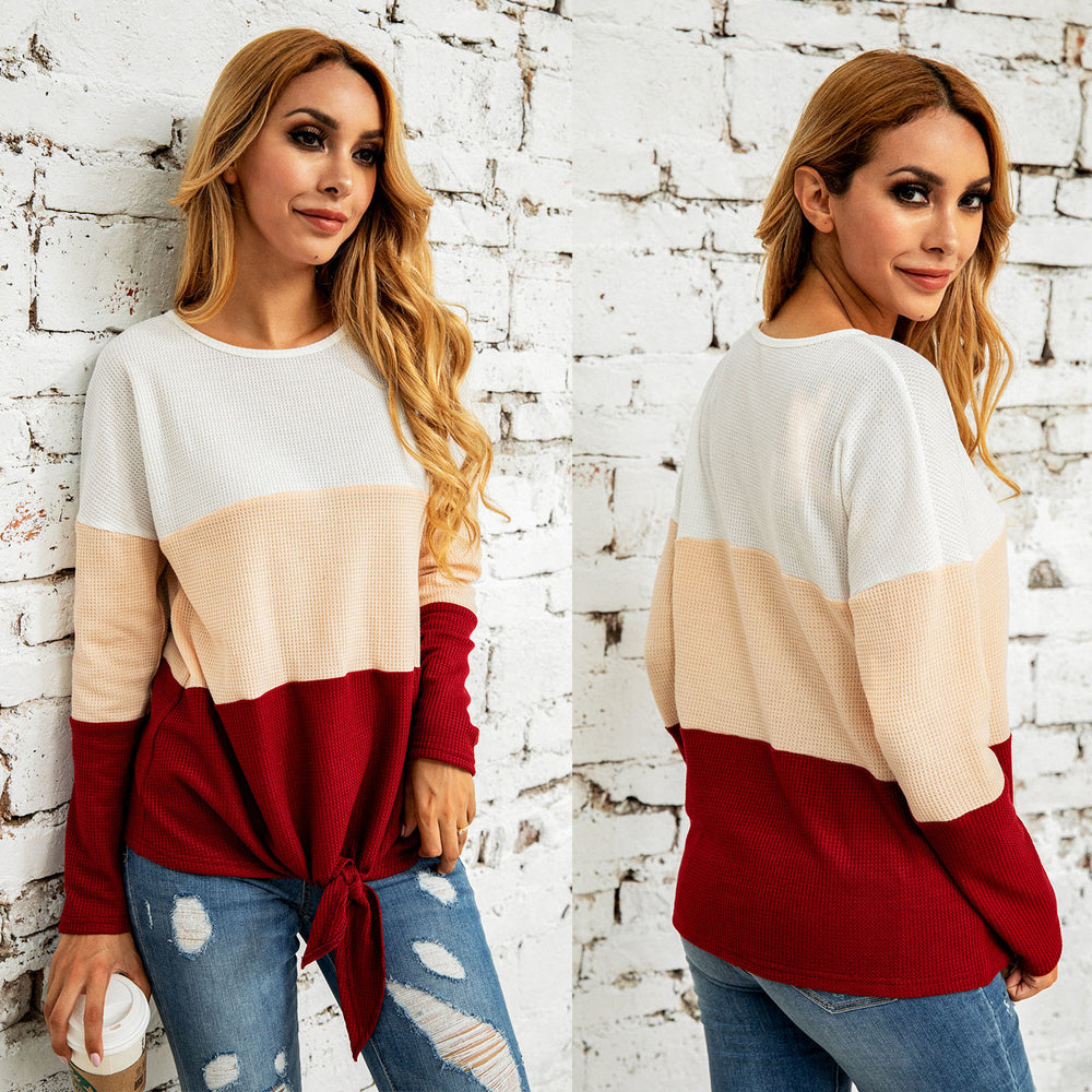 Color Block Round Neck Pullover Image 2