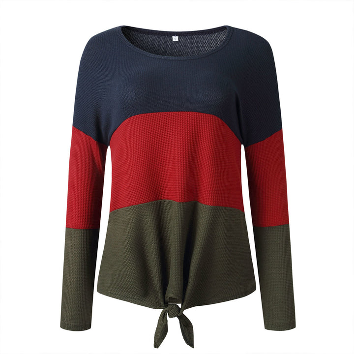 Color Block Round Neck Pullover Image 4