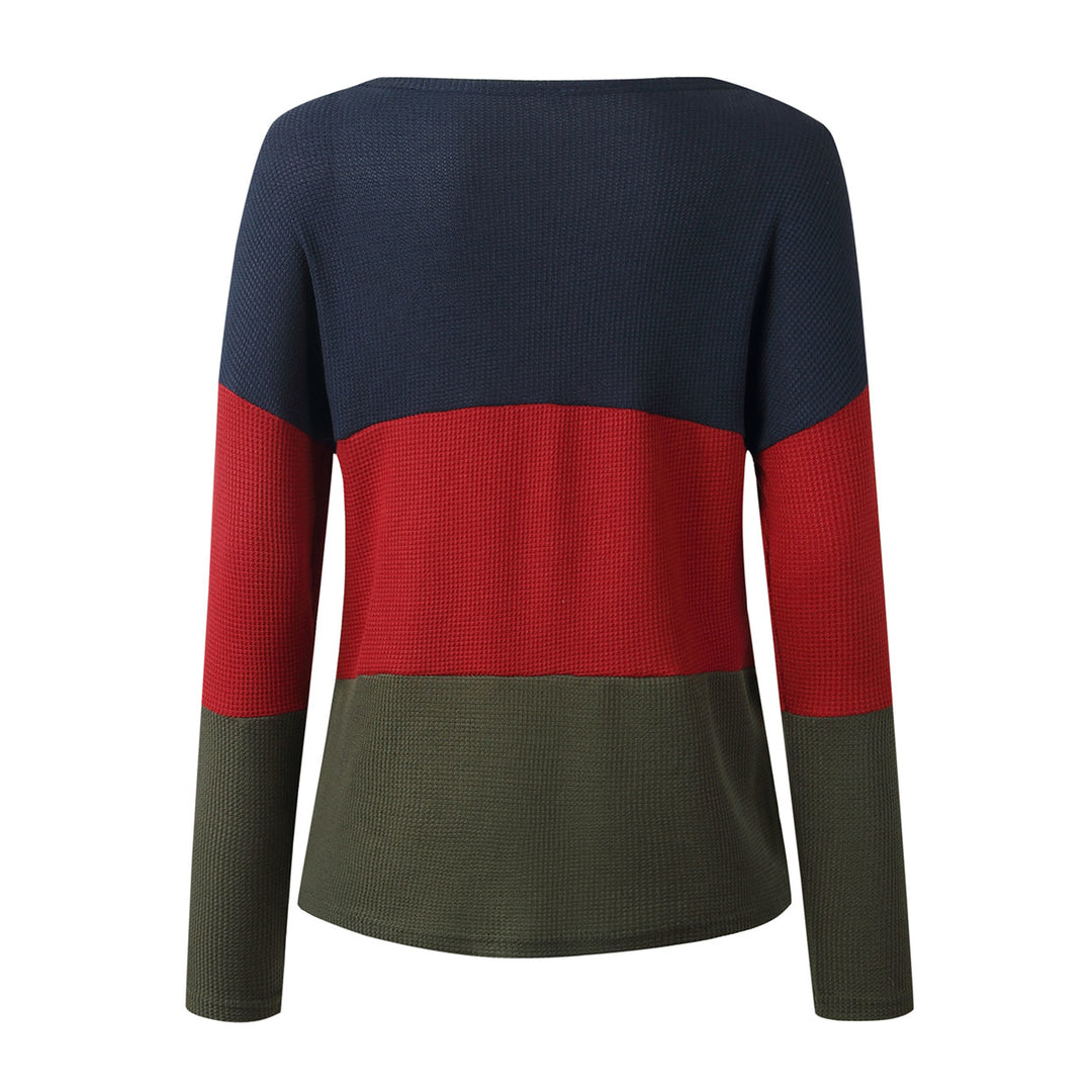 Color Block Round Neck Pullover Image 6