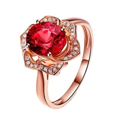 RINGS Rose-plated Popular style en Ring with Natural Red Seal Ring s Image 1