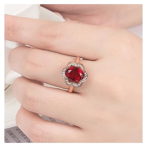 RINGS Rose-plated Popular style en Ring with Natural Red Seal Ring s Image 2