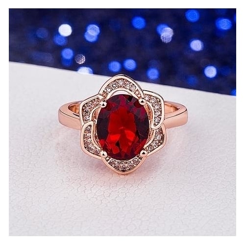 RINGS Rose-plated Popular style en Ring with Natural Red Seal Ring s Image 3