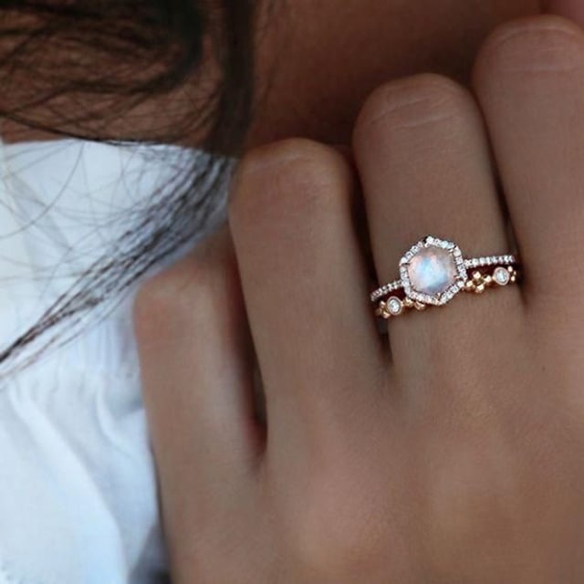 24K Popular style -plated Moonstone Ring Image 1