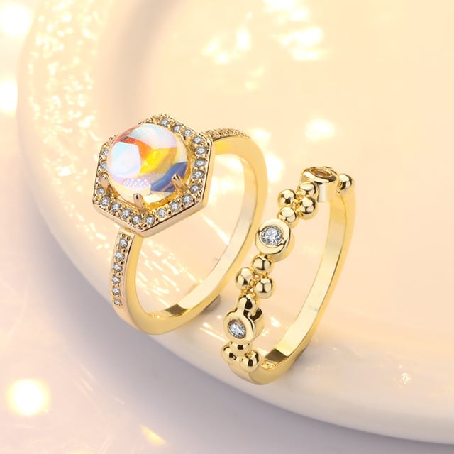 24K Popular style -plated Moonstone Ring Image 4