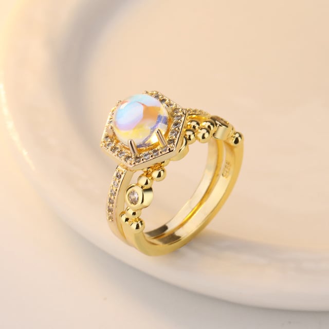 24K Popular style -plated Moonstone Ring Image 4