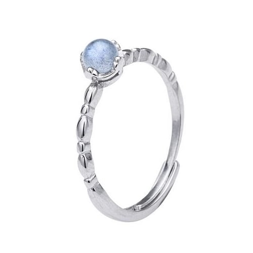 S Pure Fashion style Natural Moonstone Ring Simple Push-Pull Design Single Ring for Women Image 1