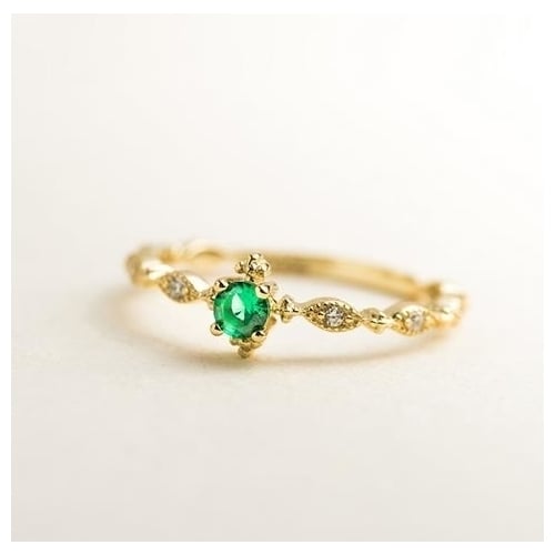 Japanese Seiko Artificial zircon Ring Pure Fashion style Popular style -plated Blue Green Ring Image 1