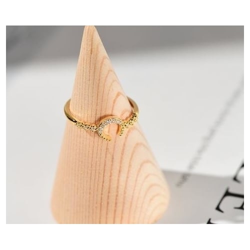 Fashion style S Plating Popular style Embedded Moon Ring Female Star Moon Ring Image 4