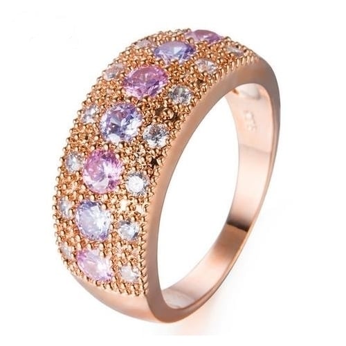 Rose Popular style 7 Coloured Fashion Artificial zircon Ring Image 1