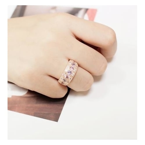 Rose Popular style 7 Coloured Fashion Artificial zircon Ring Image 2