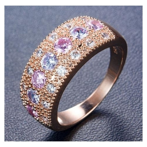 Rose Popular style 7 Coloured Fashion Artificial zircon Ring Image 3