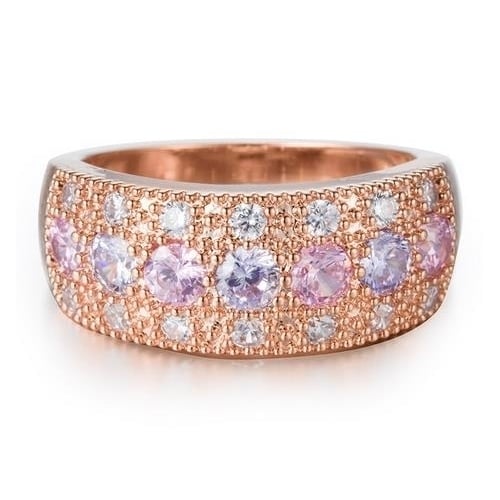 Rose Popular style 7 Coloured Fashion Artificial zircon Ring Image 4