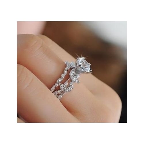 Popular Artificial zircon Leaf Ring Image 1