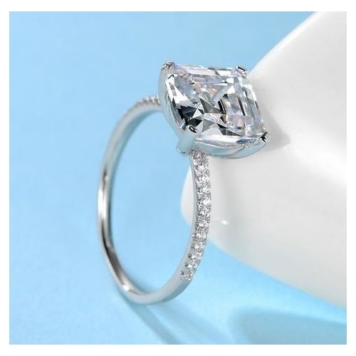 S Fashion style Square Artificial zircon Ring Image 2