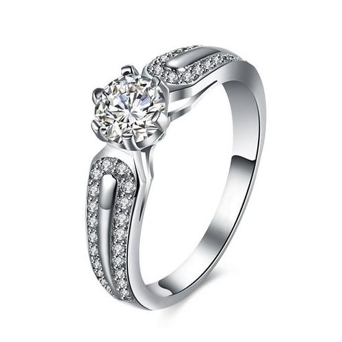 eight claw heart wedding ring with Artificial zircon ring Image 1