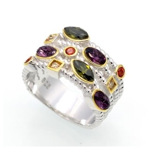 Fashionable multi-layer multi-color Multi Gem Ring Image 1