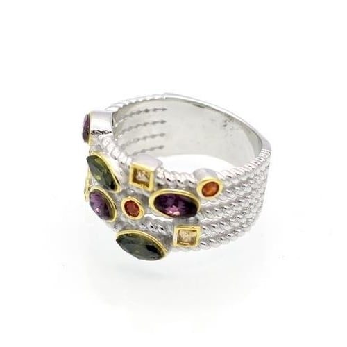 Fashionable multi-layer multi-color Multi Gem Ring Image 2