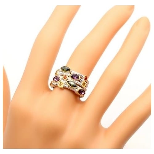 Fashionable multi-layer multi-color Multi Gem Ring Image 4