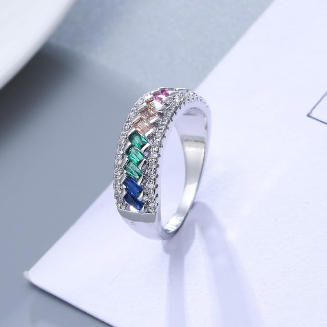 Natural ruby and Sapphire Ring Popular style color gem womens row ring Image 1