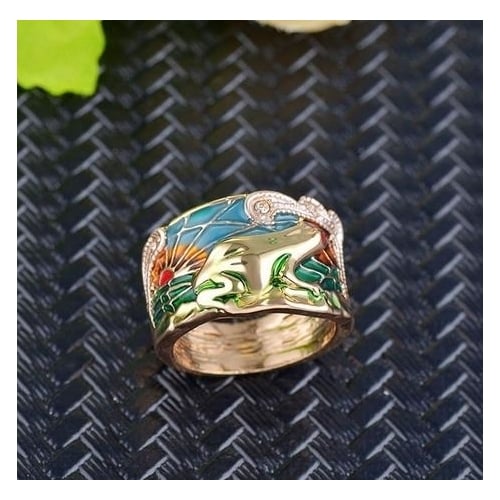 Creative Popular style en frog ring toad ring Image 2