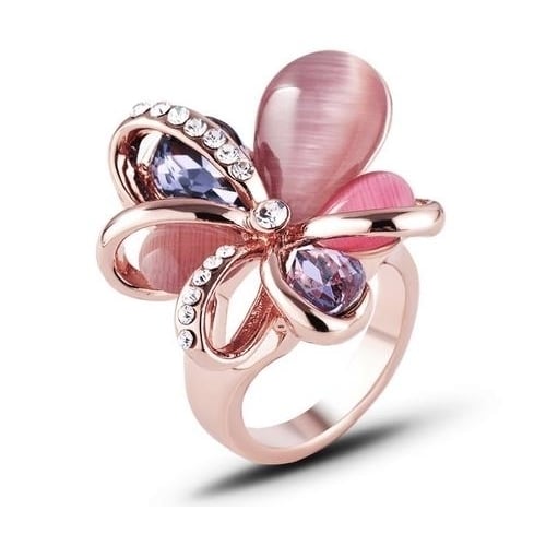 Fashionable hand decoration petal Opal Ring natural stone Image 1