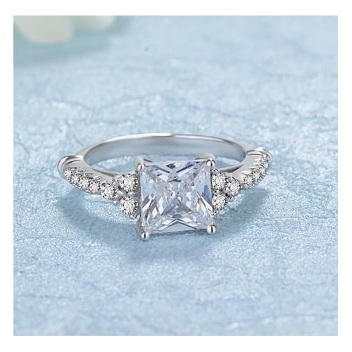 Couple ring set with Artificial zircon engagement ring Image 2