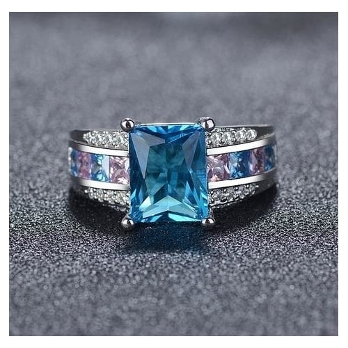 Big brand womens ring colorful square ring Image 2