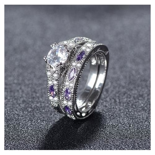 Fashion accessories purple horse eye Artificial zircon Plated Platinum set ring Image 1