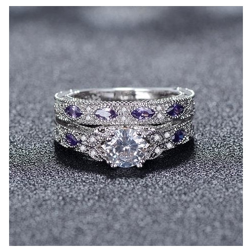 Fashion accessories purple horse eye Artificial zircon Plated Platinum set ring Image 2