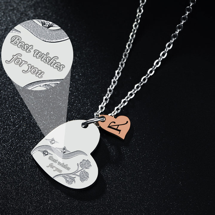 316L Stainless Steel Alphabet Necklace A-Z Letter Heart Pendant Necklace for Women Image 3