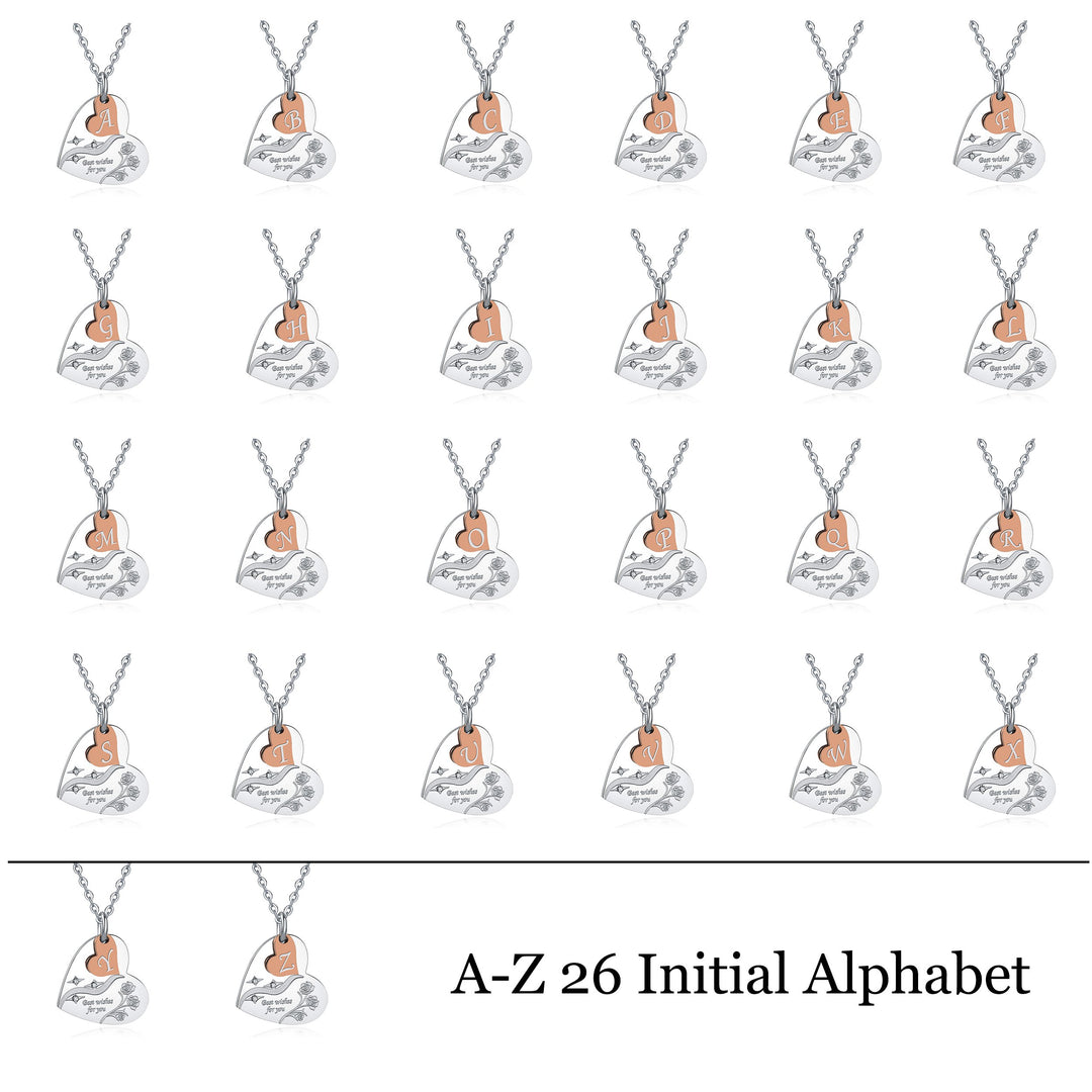 316L Stainless Steel Alphabet Necklace A-Z Letter Heart Pendant Necklace for Women Image 1