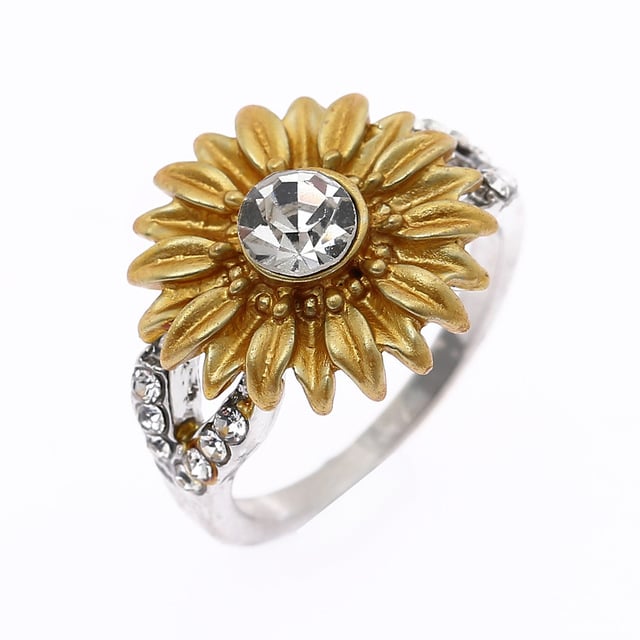 Fashionable sunflower multicolor ring with Artificial zircon ring Image 2