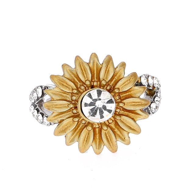 Fashionable sunflower multicolor ring with Artificial zircon ring Image 3