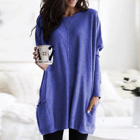 Casual Long Sleeve Pullover Sweater with Pockets Image 1