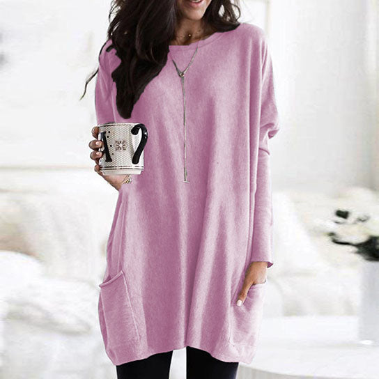 Casual Long Sleeve Pullover Sweater with Pockets Image 6