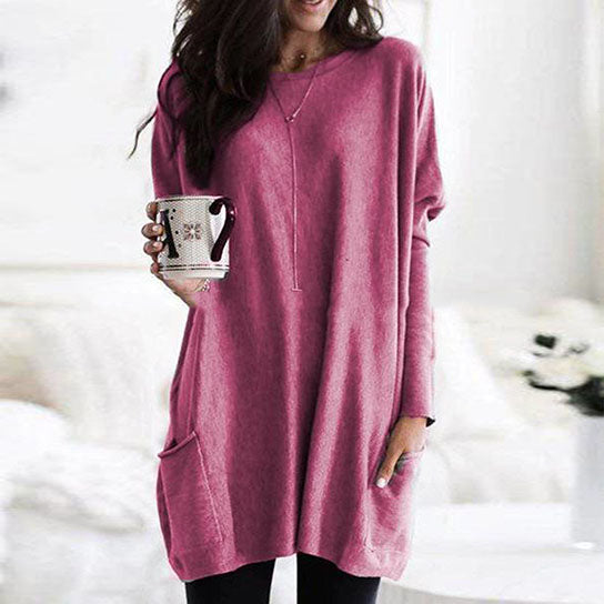 Casual Long Sleeve Pullover Sweater with Pockets Image 4