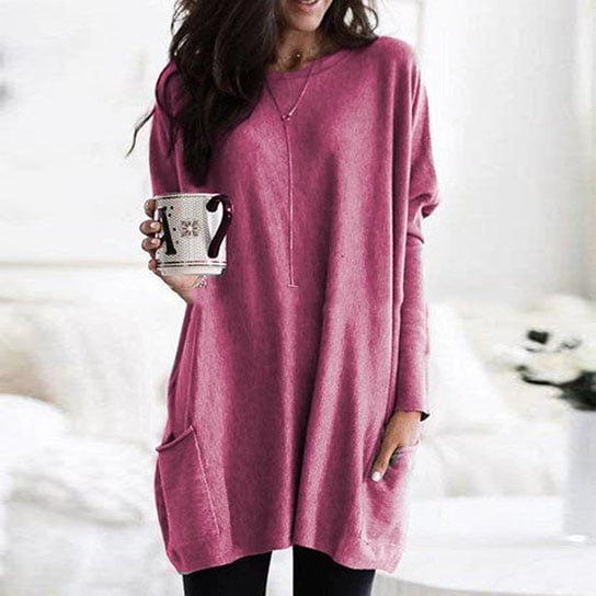 Casual Long Sleeve Pullover Sweater with Pockets Image 1