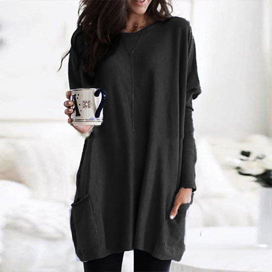 Casual Long Sleeve Pullover Sweater with Pockets Image 1