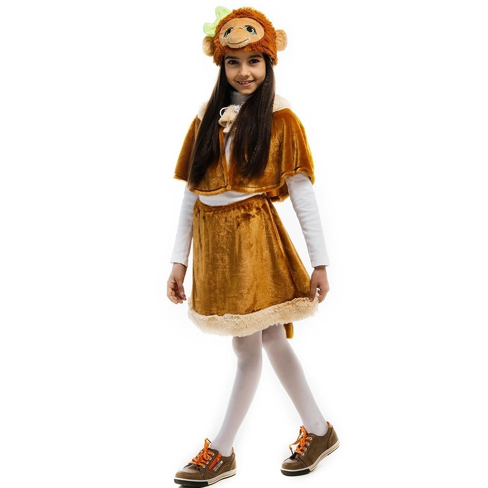 Monkey Jungle Animal Girls Size XS 2/4 Plush Costume Tail Cape Headpiece 5 OReet Image 3