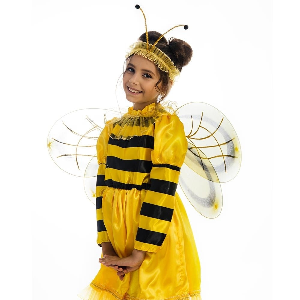 Bumblebee Bee Girls Size XS 2/4 Wings Headband Dress Yellow Costume 5 OReet Image 3