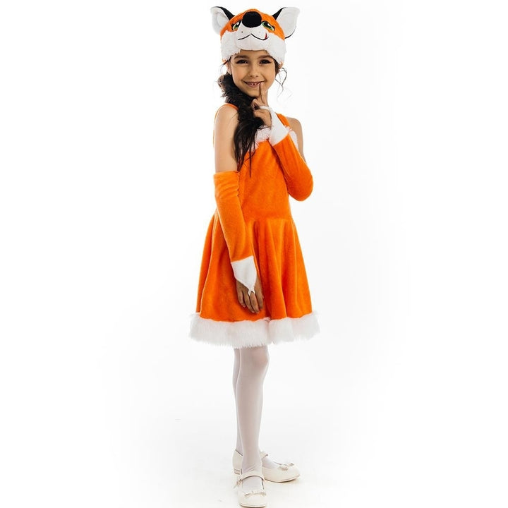 Foxy Fox Dress Girls size XS 2/4 Plush Costume Orange Tail Headpiece 5 OReet Image 6