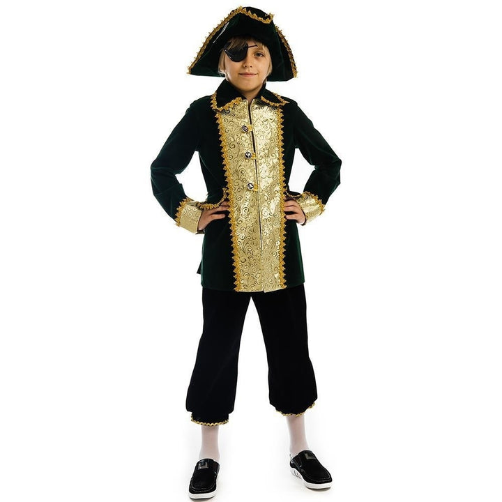Captain of Pirates Boys size XS 2/4 Costume Carnival Hat Eye Patch Jacket 5 OReet Image 3