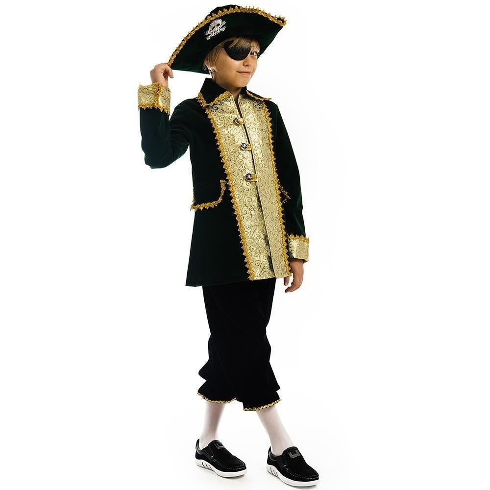 Captain of Pirates Boys size XS 2/4 Costume Carnival Hat Eye Patch Jacket 5 OReet Image 4