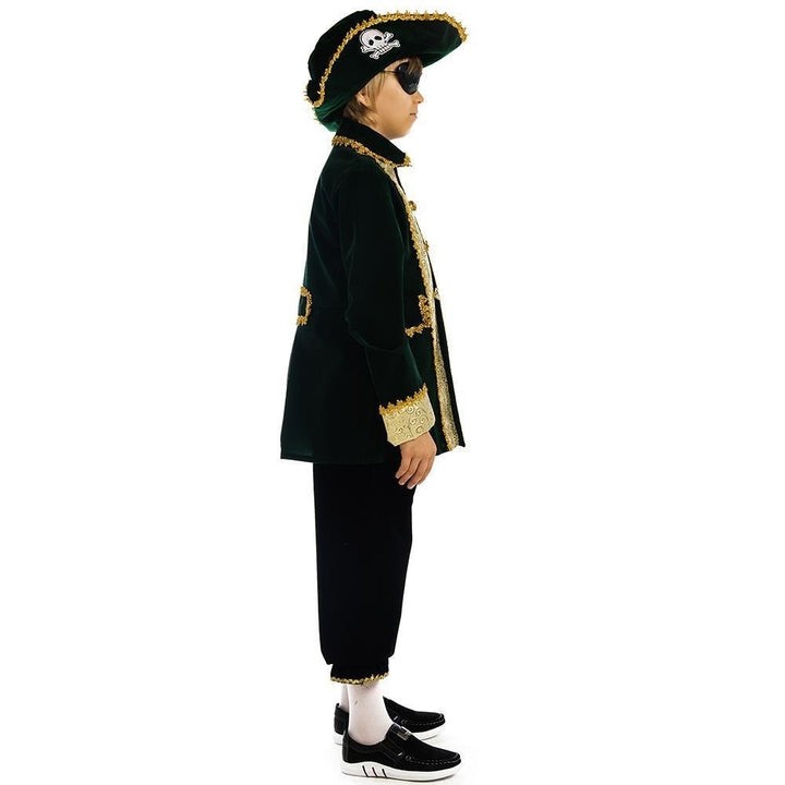 Captain of Pirates Boys size XS 2/4 Costume Carnival Hat Eye Patch Jacket 5 OReet Image 6
