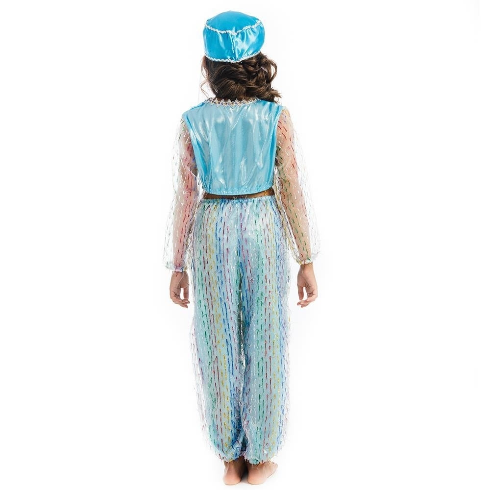 Magical Harem Jasmine Princess size L 10/12 Girls Blue Costume Halter Top Veil Pants 5 OReet Image 6